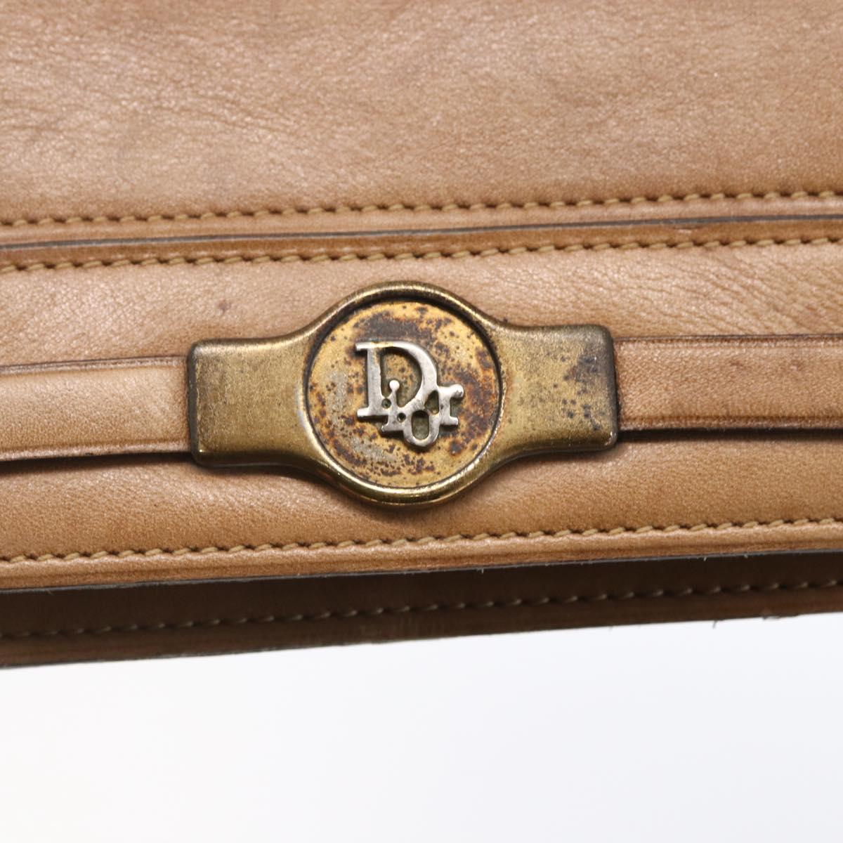 Christian Dior Shoulder Bag Leather Brown Gold Auth bs30791