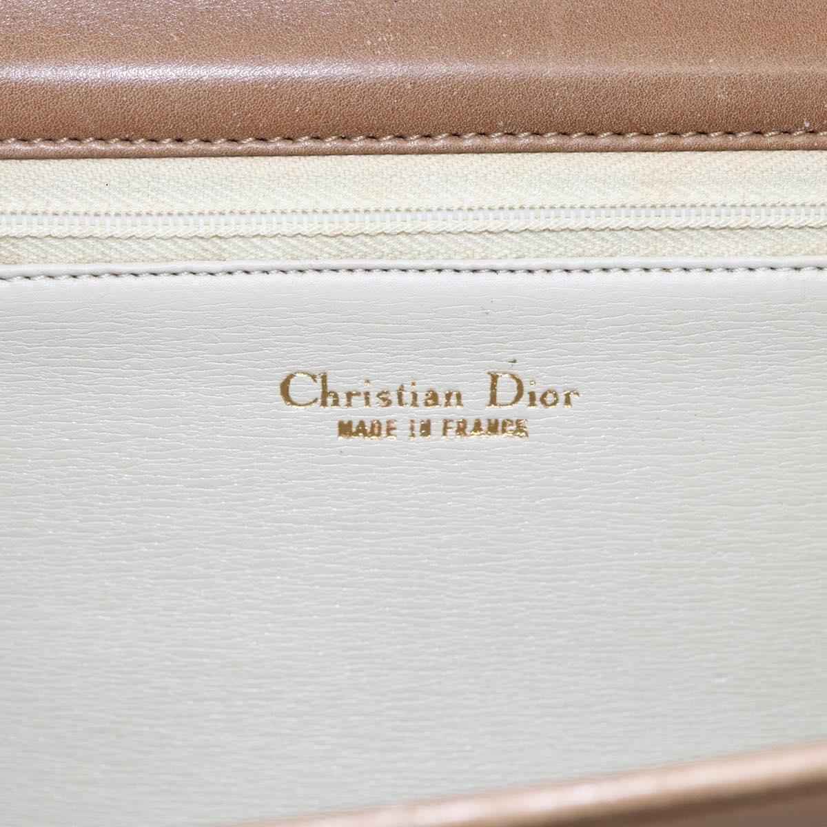 Christian Dior Shoulder Bag Leather Brown Gold Auth bs30791