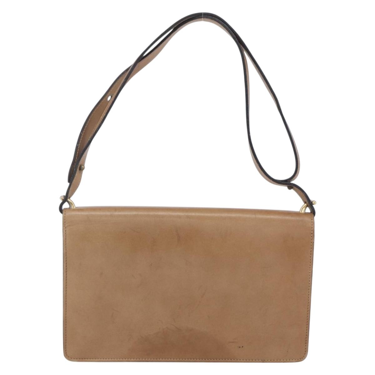 Christian Dior Shoulder Bag Leather Brown Gold Auth bs30791