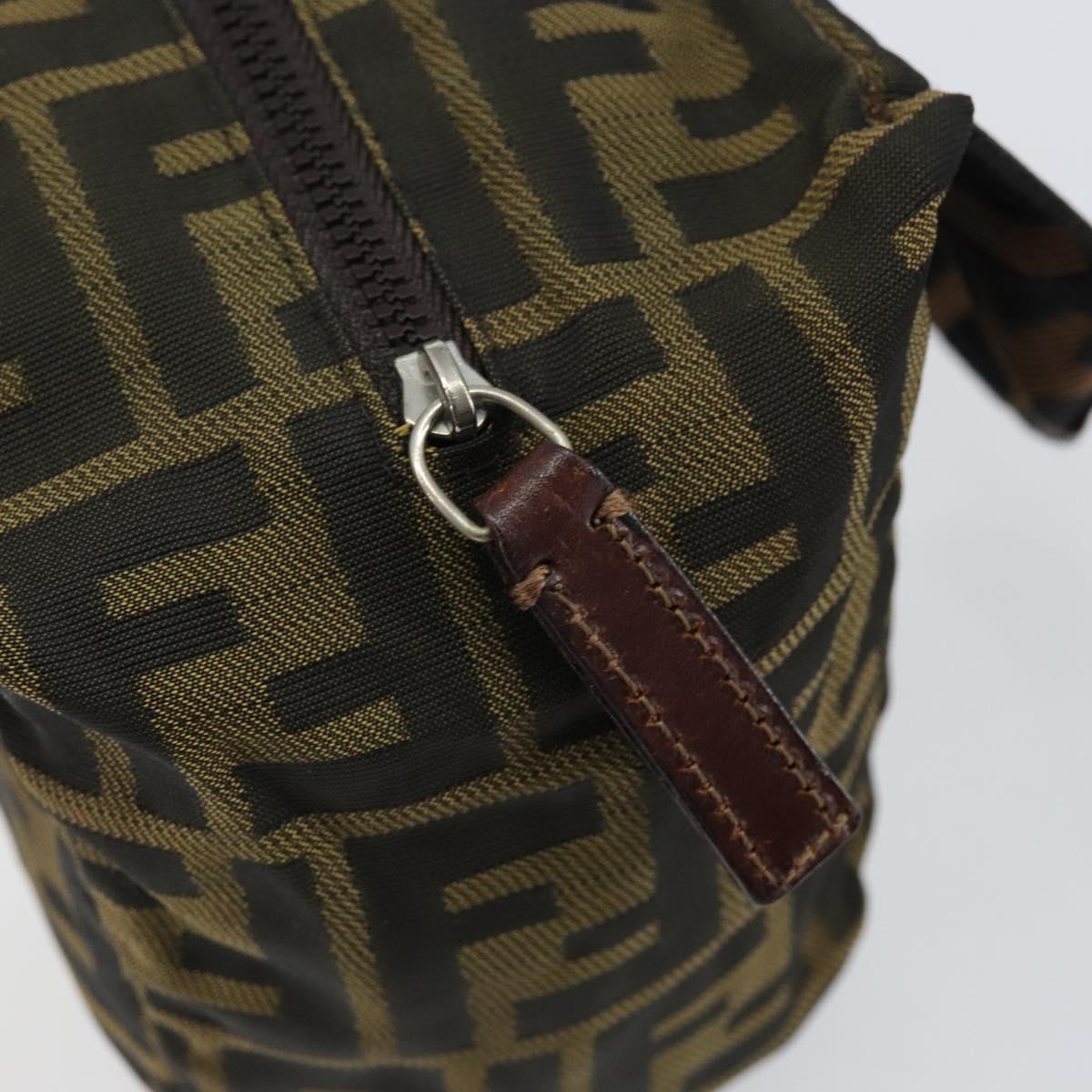 FENDI Zucca Canvas Hand Bag Black Brown Auth bs30792