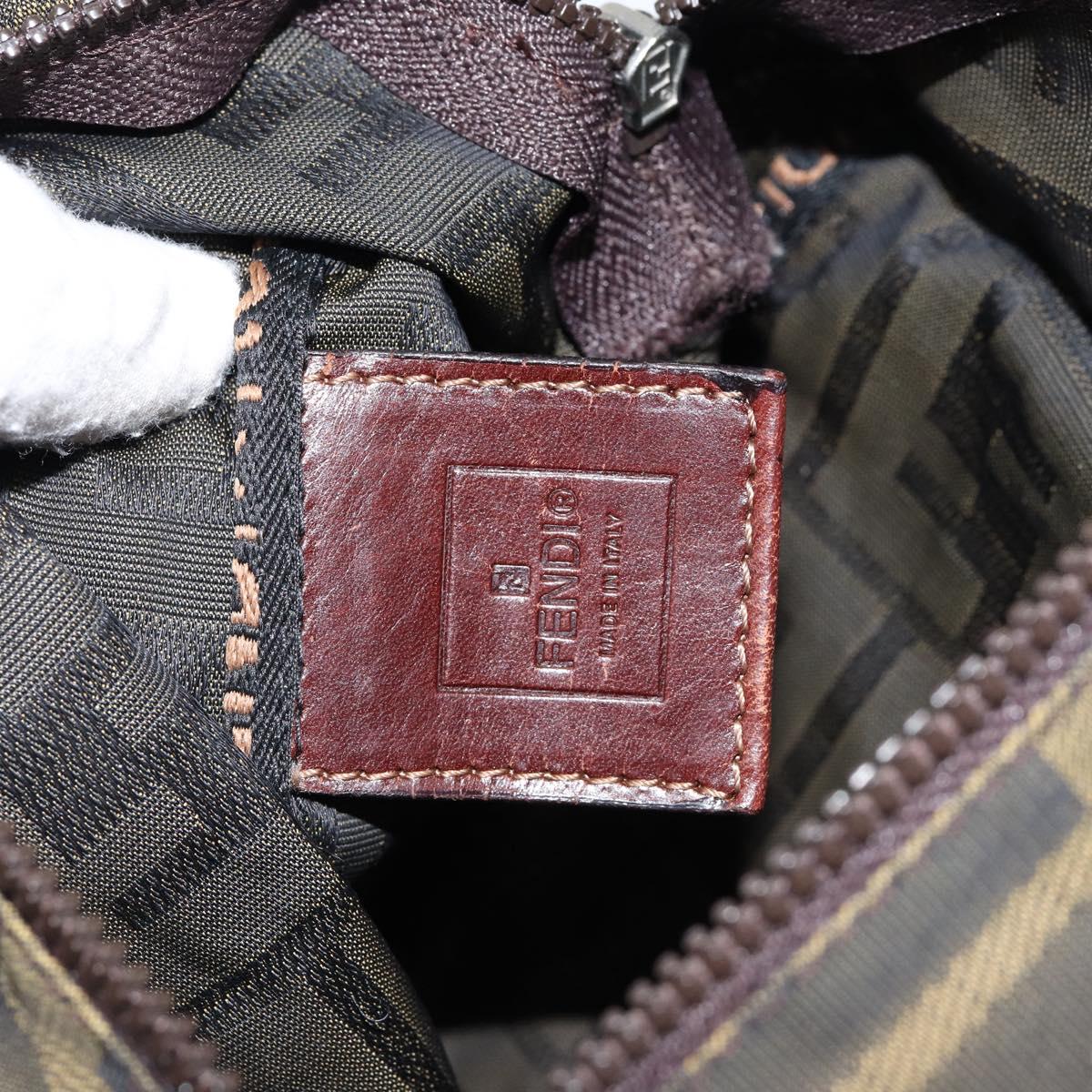 FENDI Zucca Canvas Hand Bag Black Brown Auth bs30792