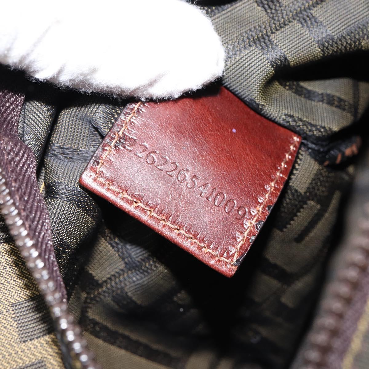 FENDI Zucca Canvas Hand Bag Black Brown Auth bs30792