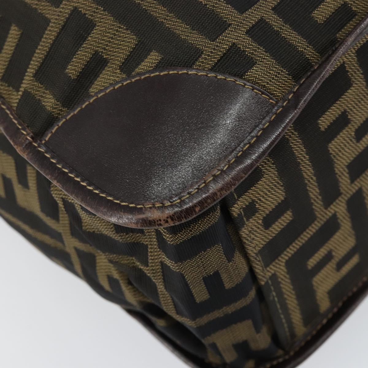 FENDI Zucca Canvas Hand Bag Black Brown Auth bs30793