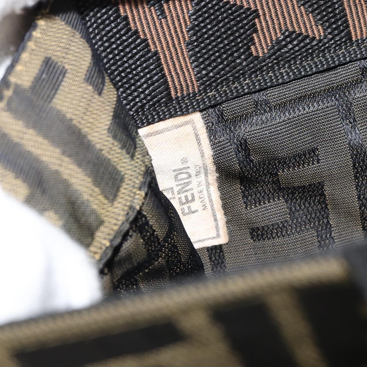 FENDI Zucca Canvas Hand Bag Black Brown Auth bs30793