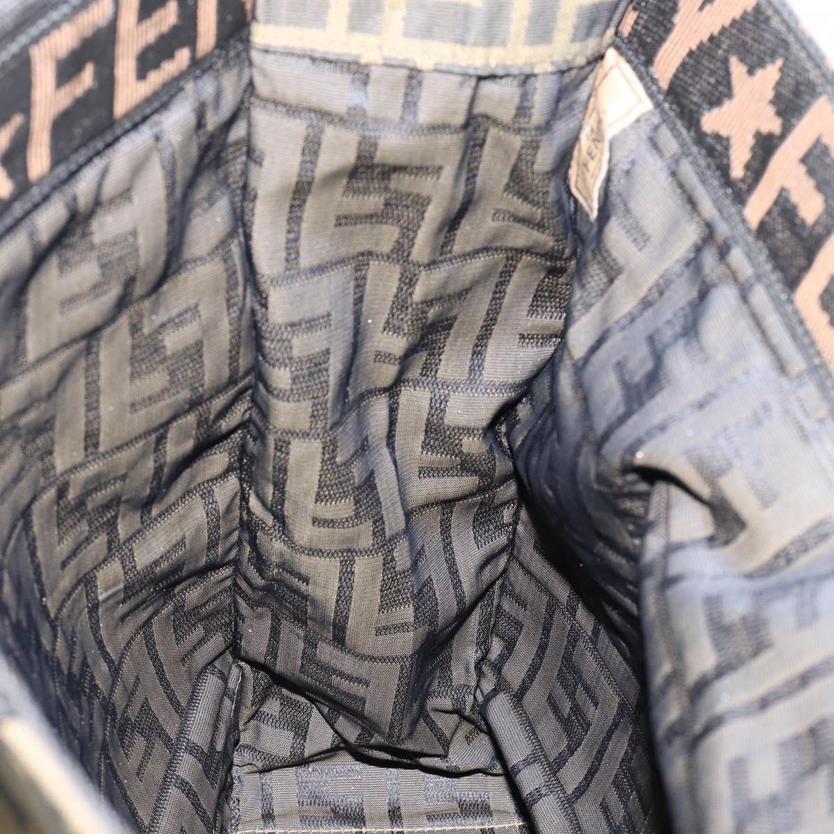 FENDI Zucca Canvas Hand Bag Black Brown Auth bs30793