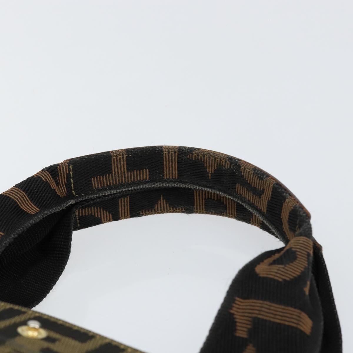 FENDI Zucca Canvas Hand Bag Black Brown Auth bs30793