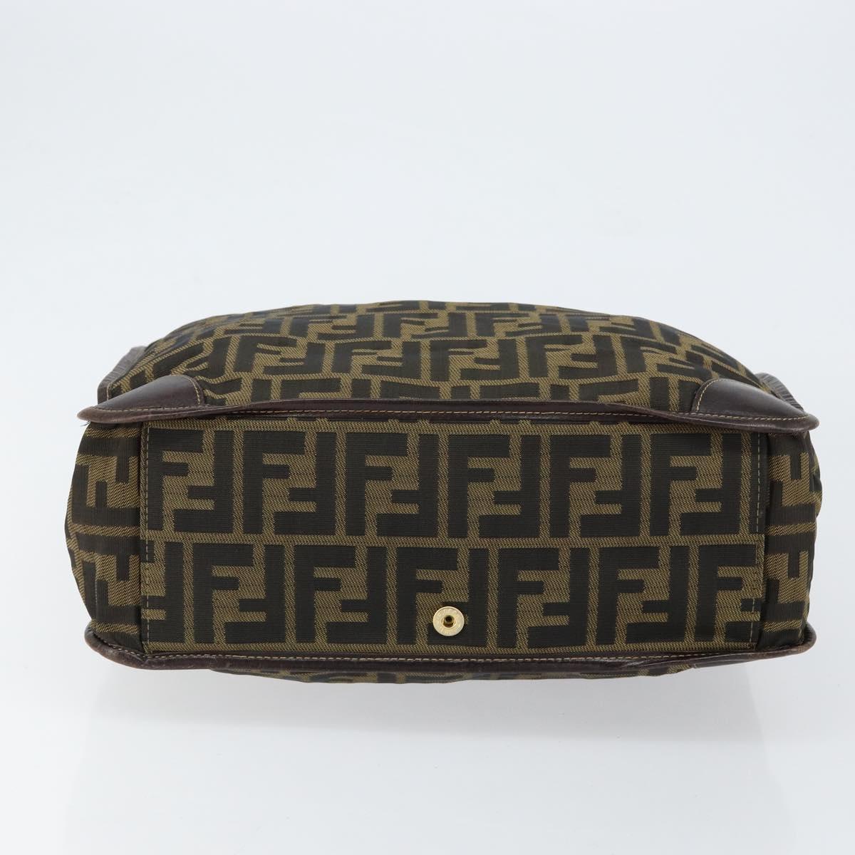 FENDI Zucca Canvas Hand Bag Black Brown Auth bs30793