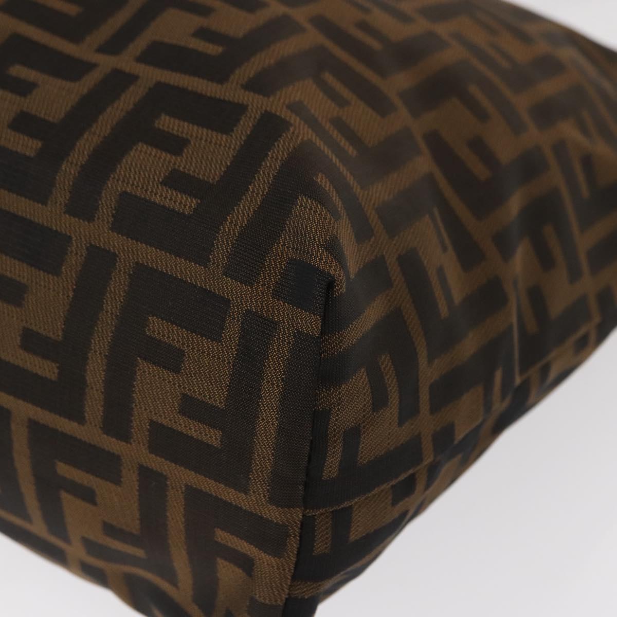 FENDI Zucca Canvas Hand Bag Black Brown Auth bs30794