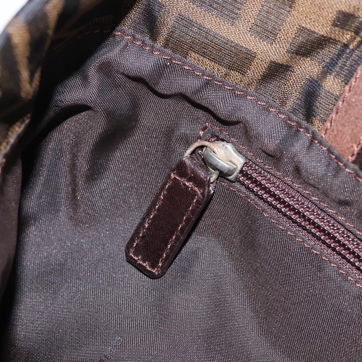 FENDI Zucca Canvas Hand Bag Black Brown Auth bs30794