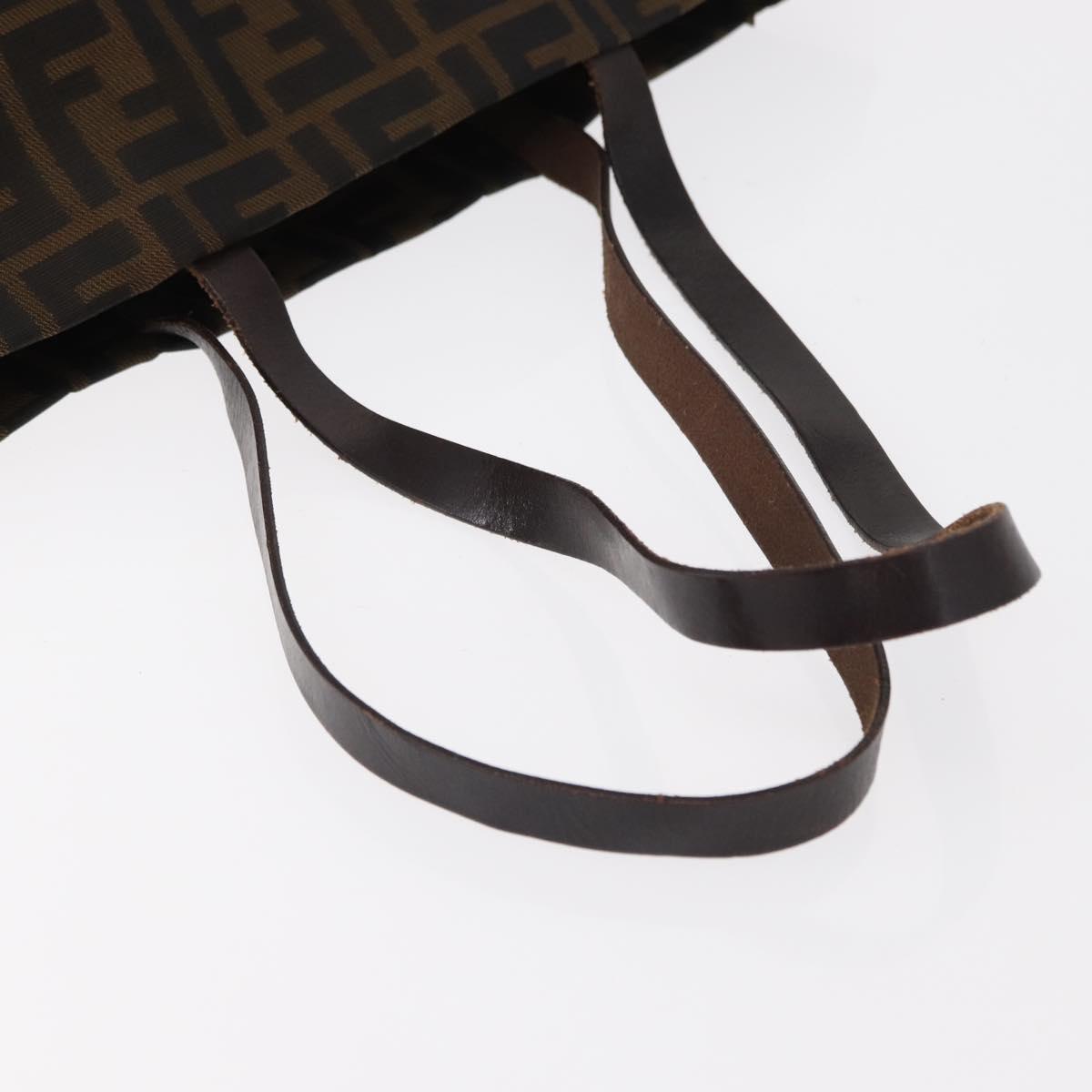 FENDI Zucca Canvas Hand Bag Black Brown Auth bs30794
