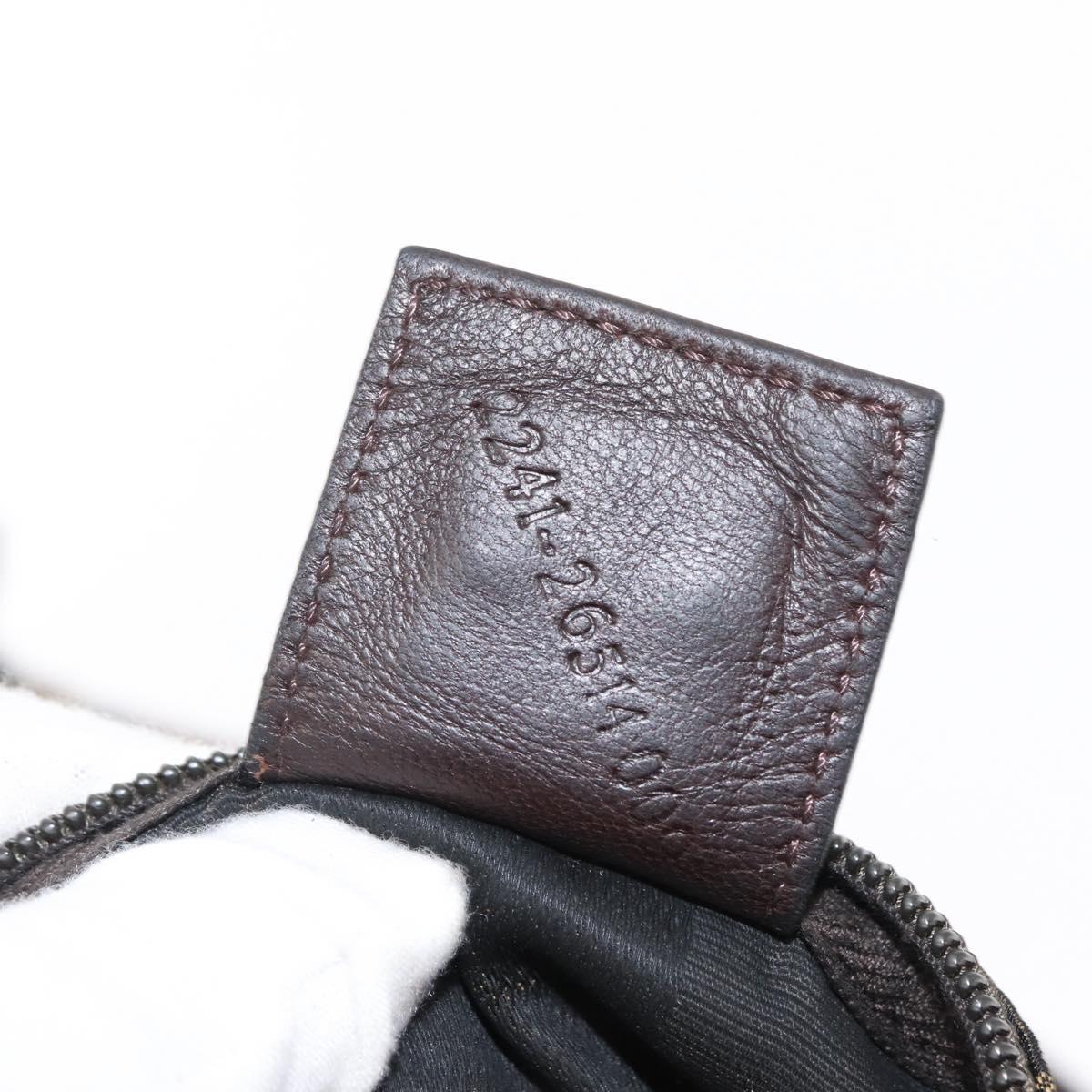 FENDI Pecan Canvas Hand Bag Nylon Black Brown Auth bs30795