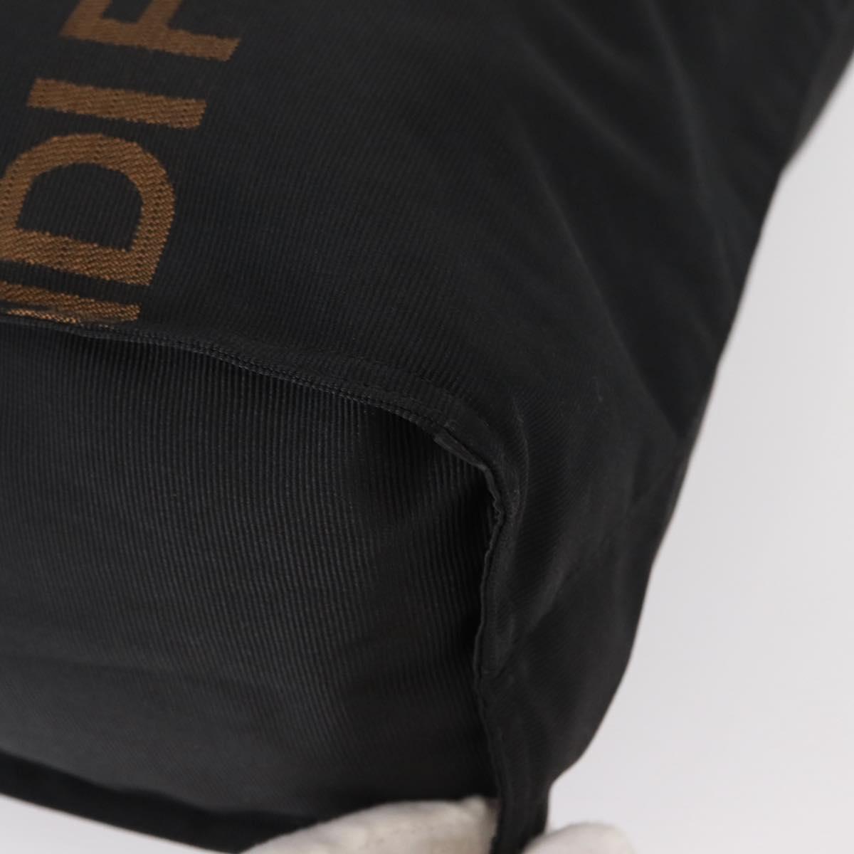 FENDI Hand Bag Nylon Black Silver Auth bs30796