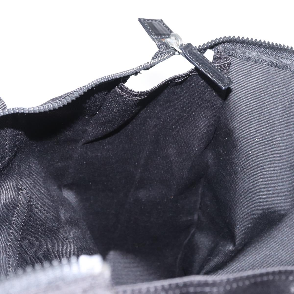 FENDI Hand Bag Nylon Black Silver Auth bs30796