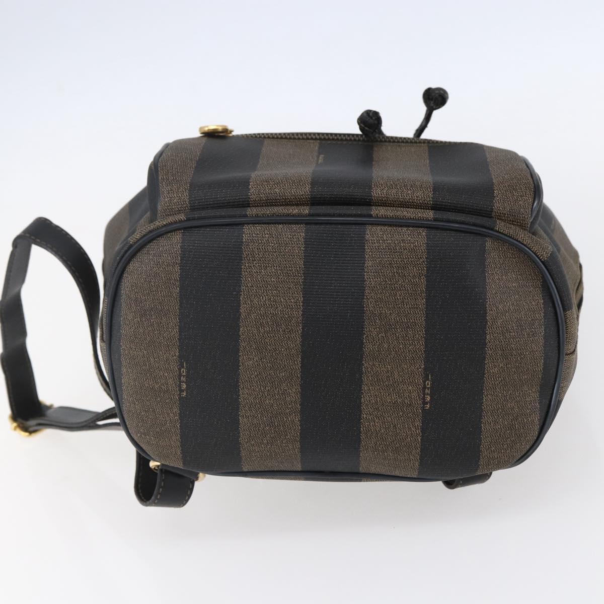 FENDI Pecan Canvas Backpack Brown Black Auth bs30797