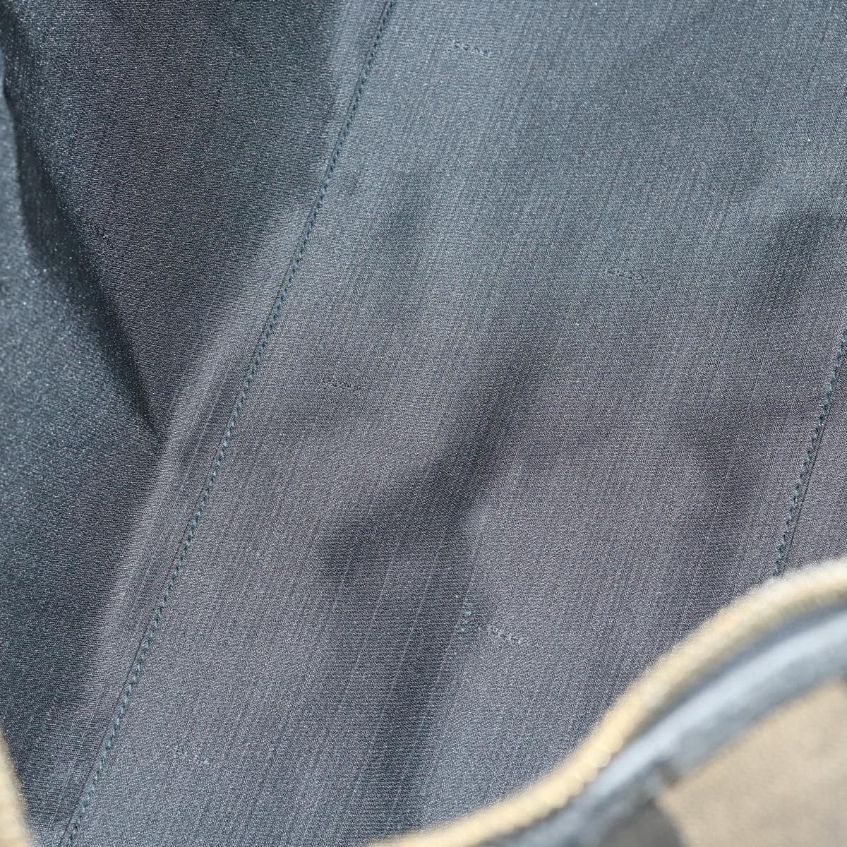 FENDI Pecan Canvas Boston Bag PVC Black Brown gold Auth bs30798