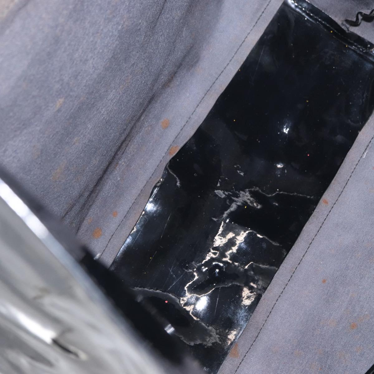 FENDI Hand Bag Enamel Black Gold Auth bs30799