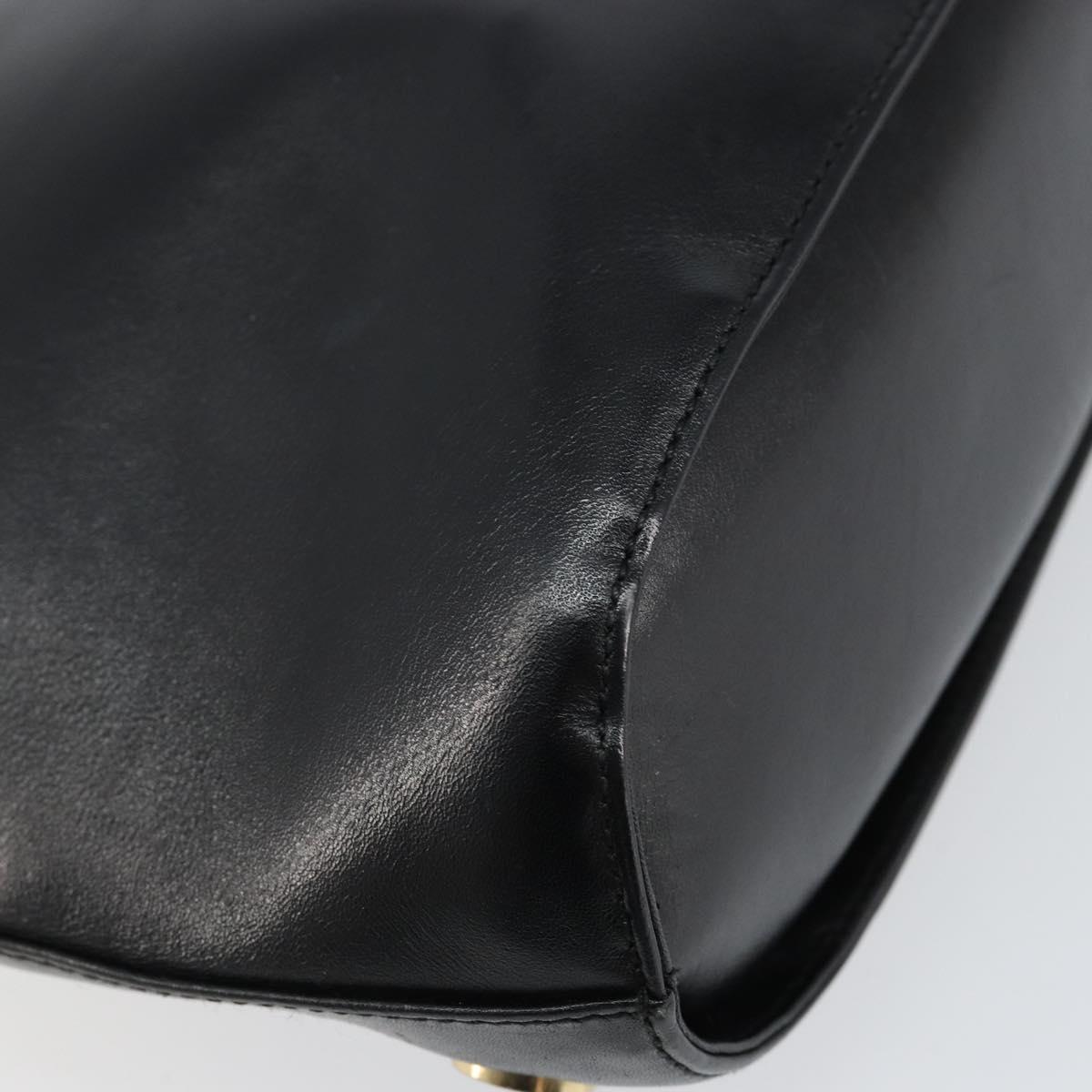 Salvatore Ferragamo Hand Bag Leather 2way Black Gold Auth bs30800