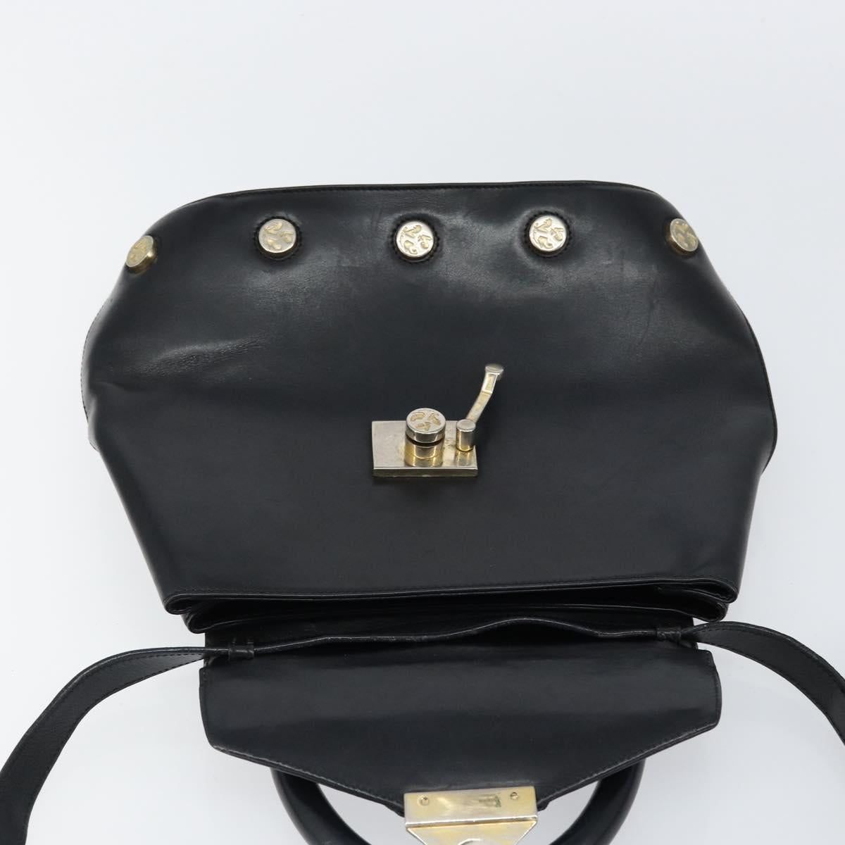 Salvatore Ferragamo Hand Bag Leather 2way Black Gold Auth bs30800