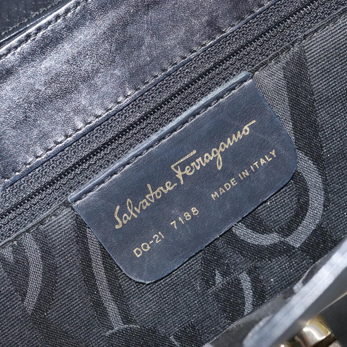 Salvatore Ferragamo Hand Bag Leather 2way Black Gold Auth bs30800