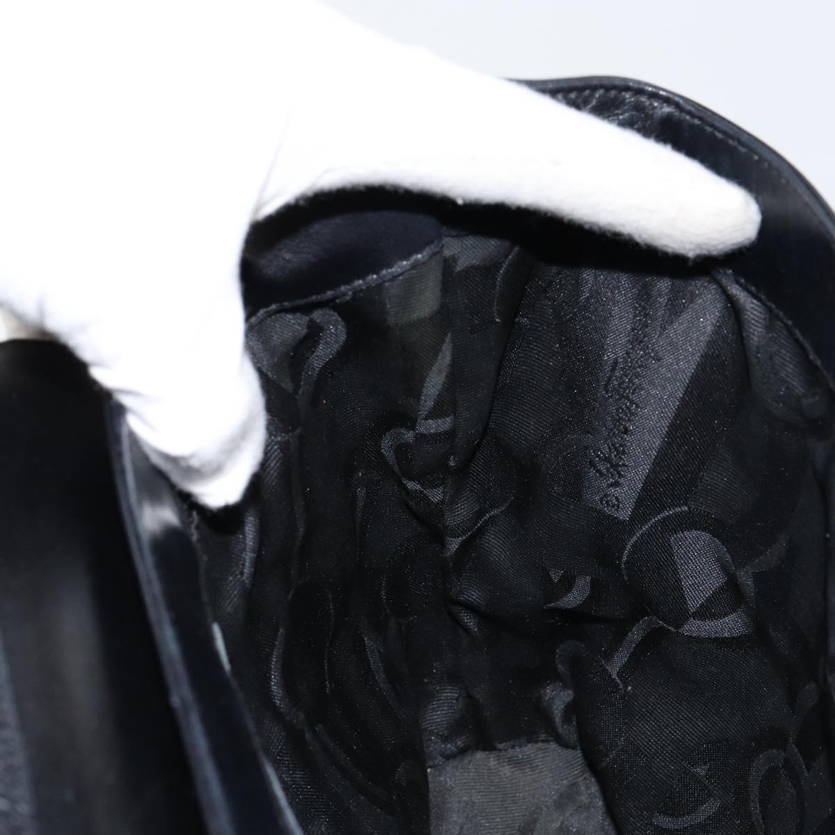 Salvatore Ferragamo Hand Bag Leather 2way Black Gold Auth bs30800