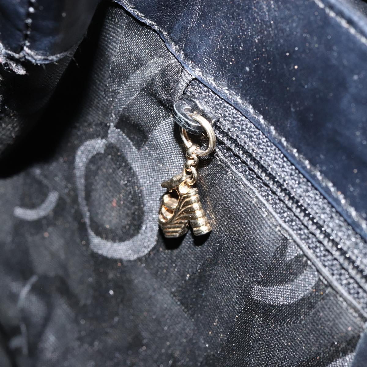 Salvatore Ferragamo Hand Bag Leather 2way Black Gold Auth bs30800