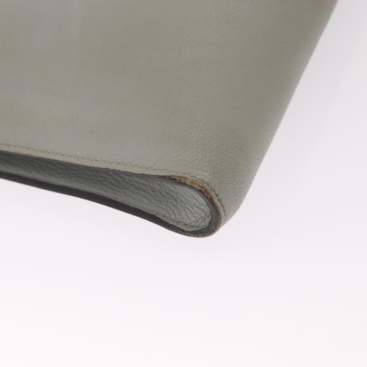 HERMES Zip Tablet Clutch Bag Epsom Gray Auth bs30803