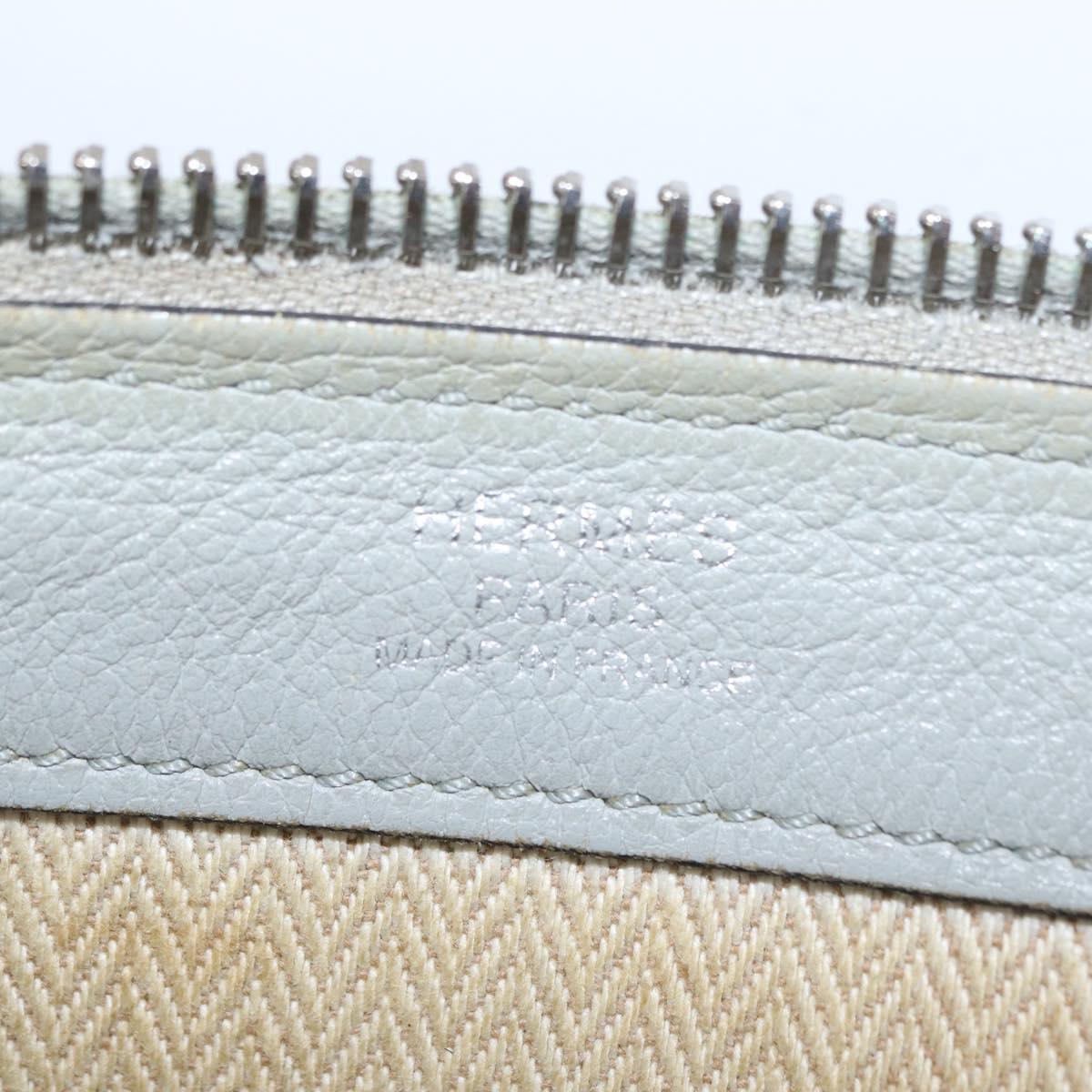 HERMES Zip Tablet Clutch Bag Epsom Gray Auth bs30803