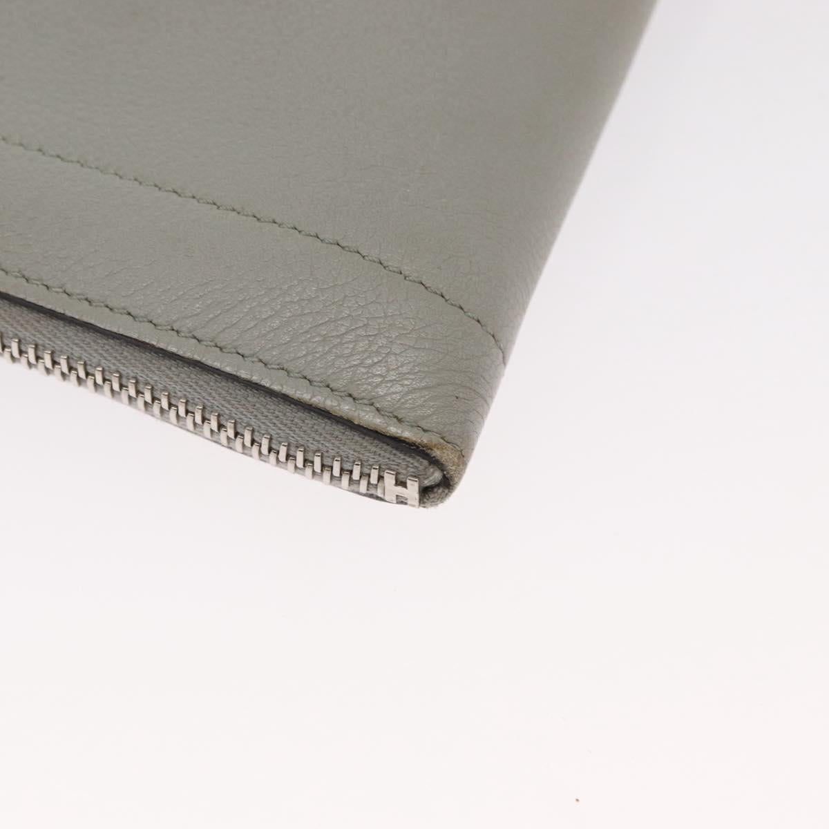 HERMES Zip Tablet Clutch Bag Epsom Gray Auth bs30803
