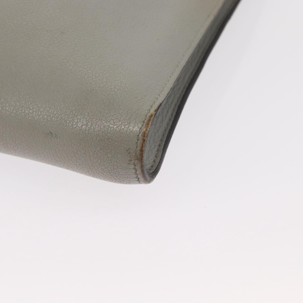 HERMES Zip Tablet Clutch Bag Epsom Gray Auth bs30803