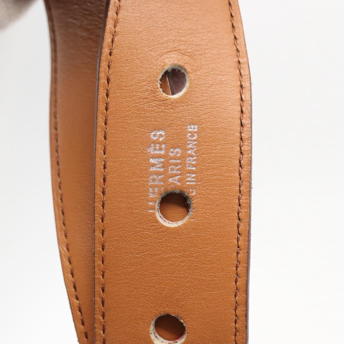 HERMES Waist Bag Leather Red Silver Auth bs30804