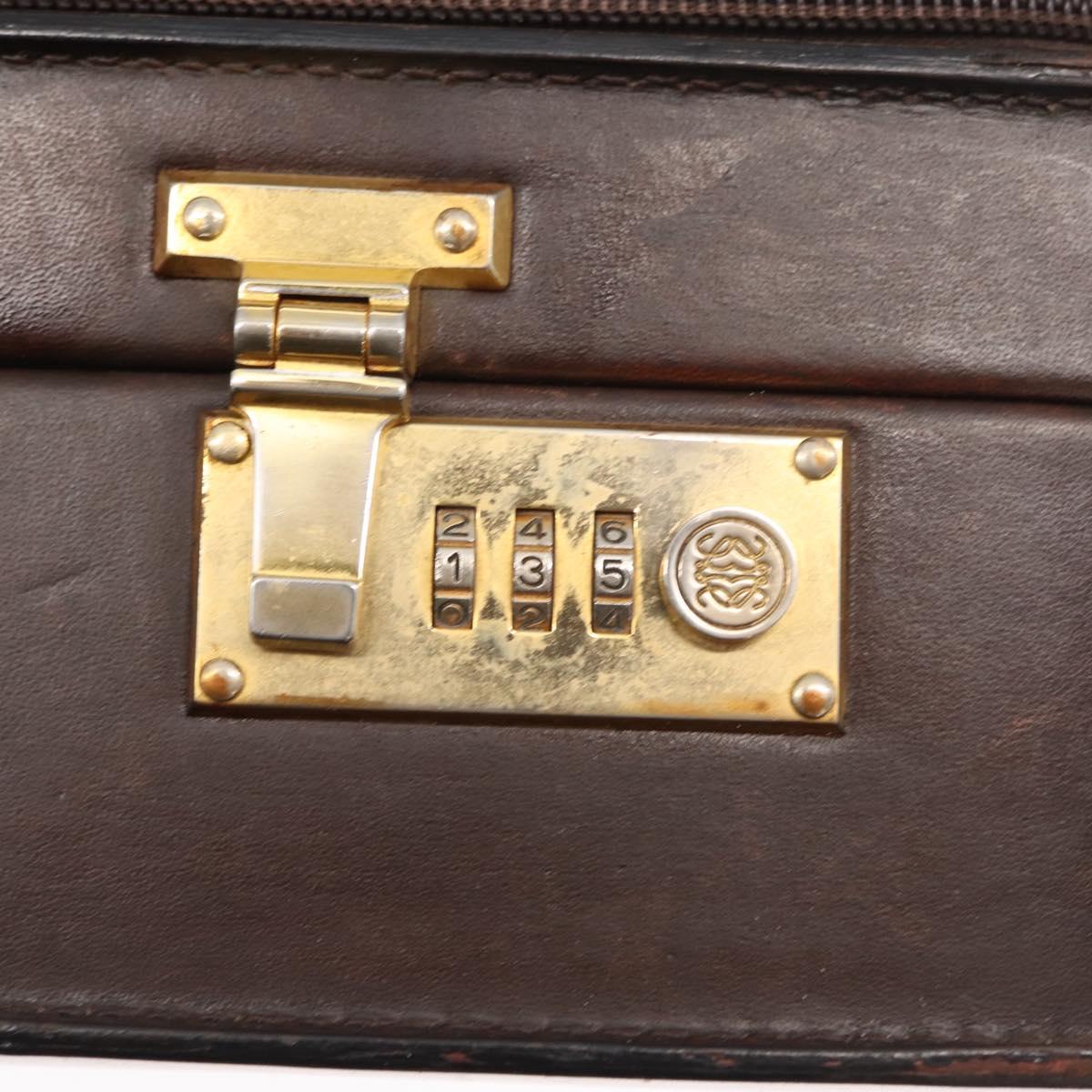 LOEWE Trunk Case Leather Brown Gold Auth bs30805