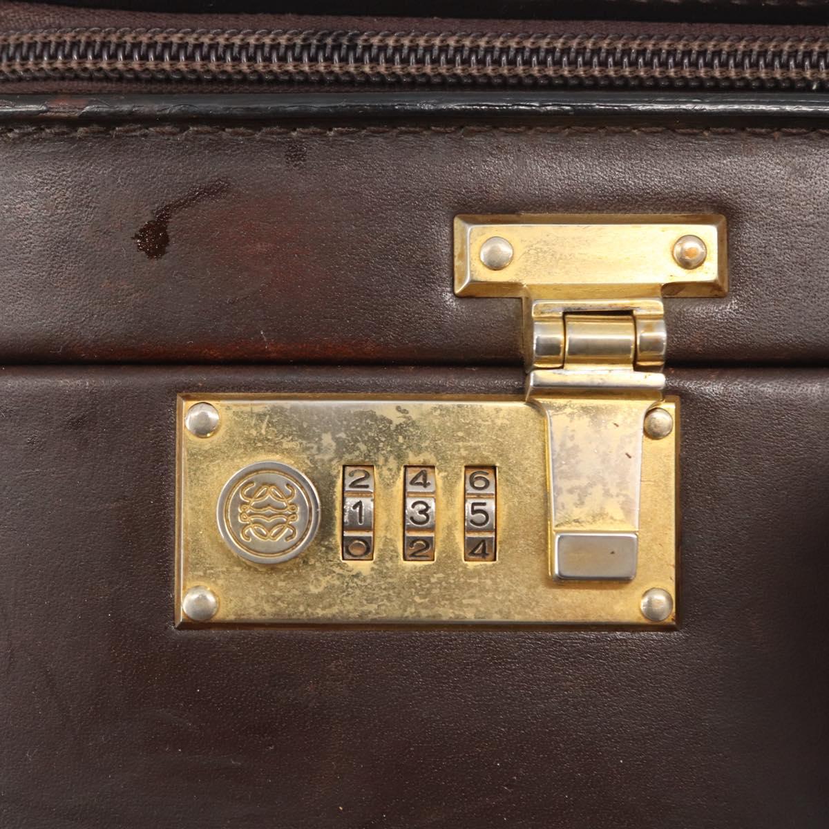 LOEWE Trunk Case Leather Brown Gold Auth bs30805