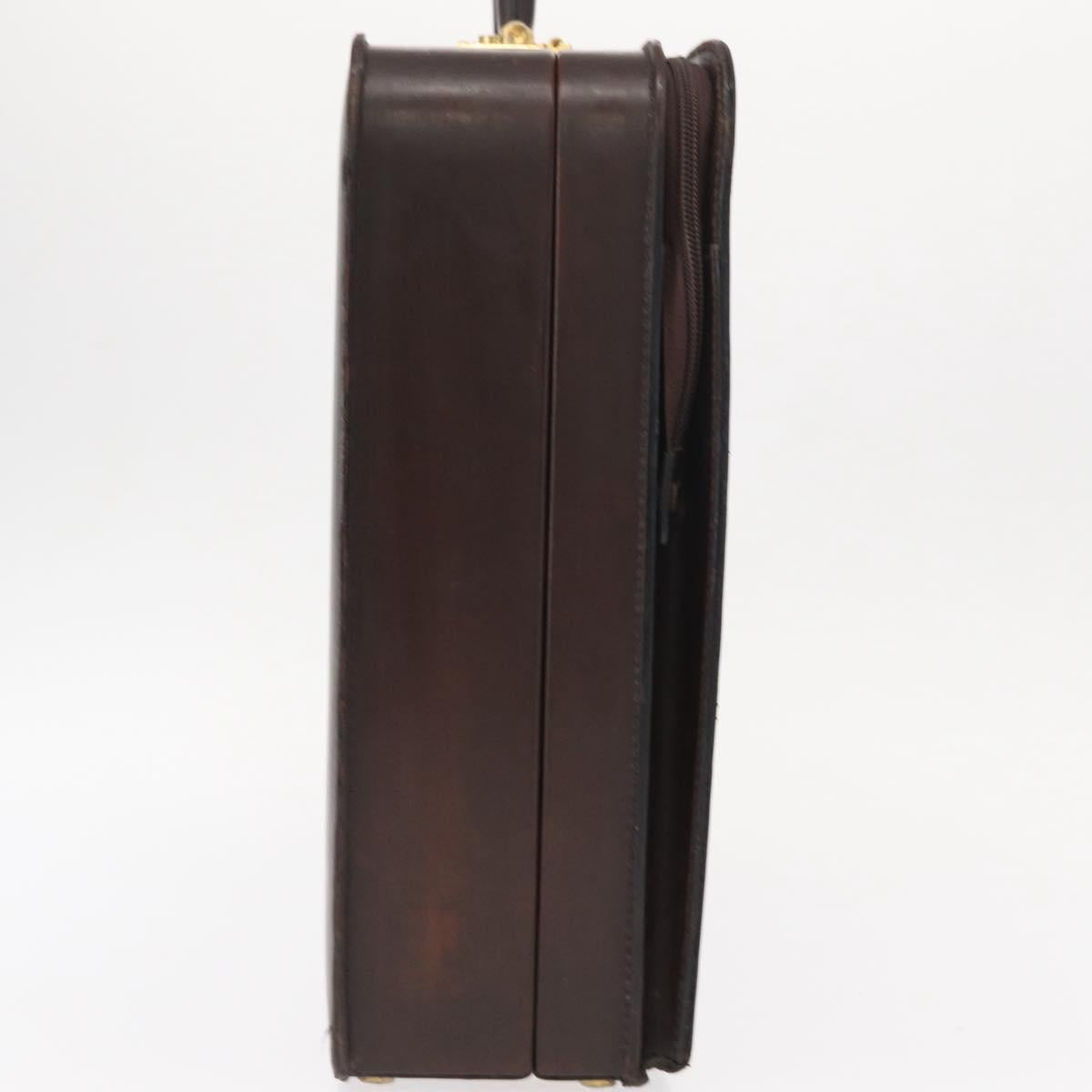 LOEWE Trunk Case Leather Brown Gold Auth bs30805