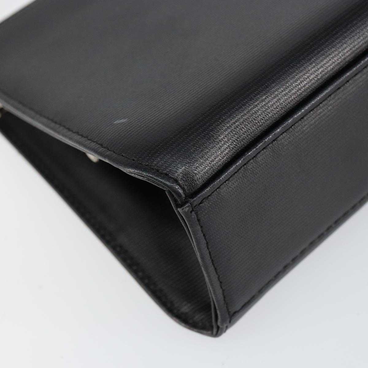 VALENTINO Shoulder Bag Leather Black Gold Auth bs30807