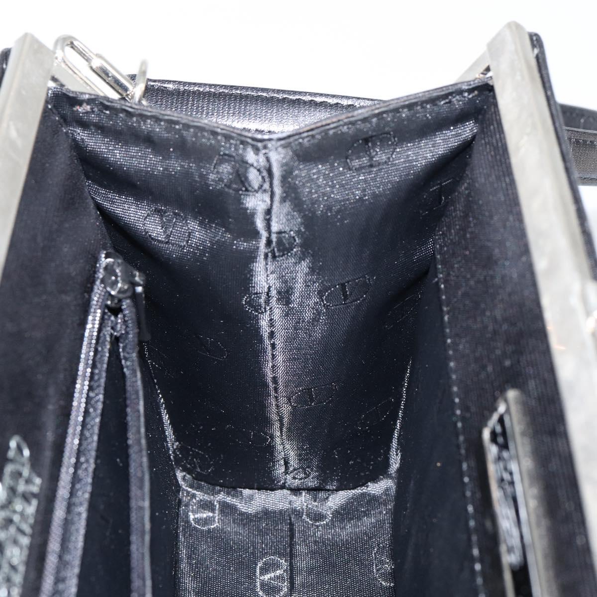 VALENTINO Shoulder Bag Leather Black Gold Auth bs30807