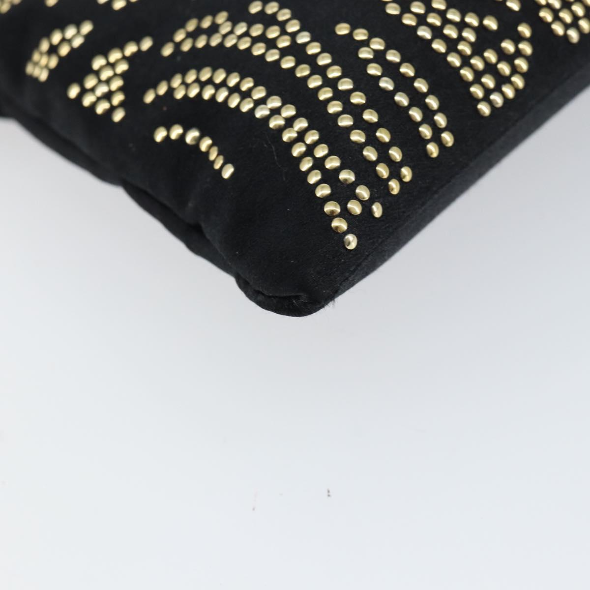 VALENTINO Hand Bag Satin Brown Gold Auth bs30808