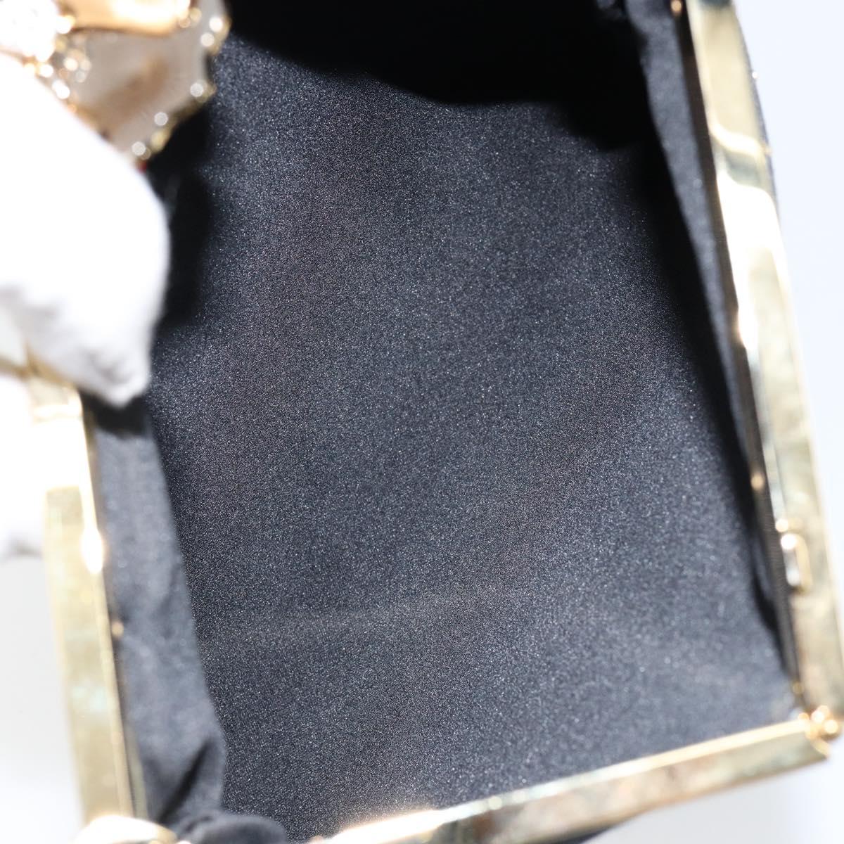 VALENTINO Hand Bag Satin Brown Gold Auth bs30808