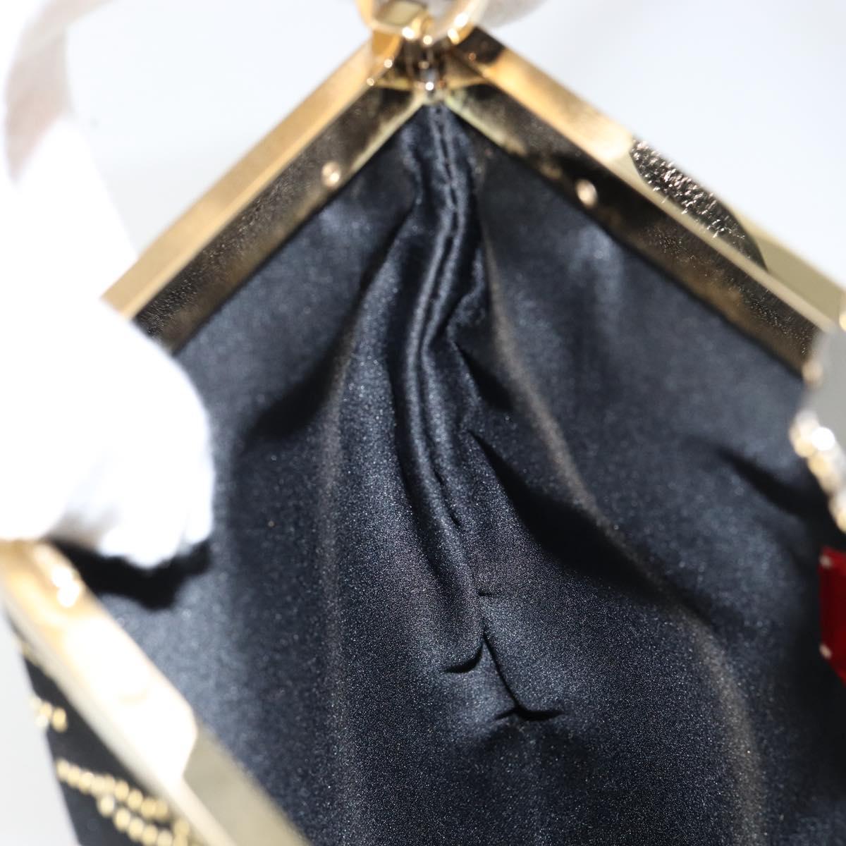 VALENTINO Hand Bag Satin Brown Gold Auth bs30808