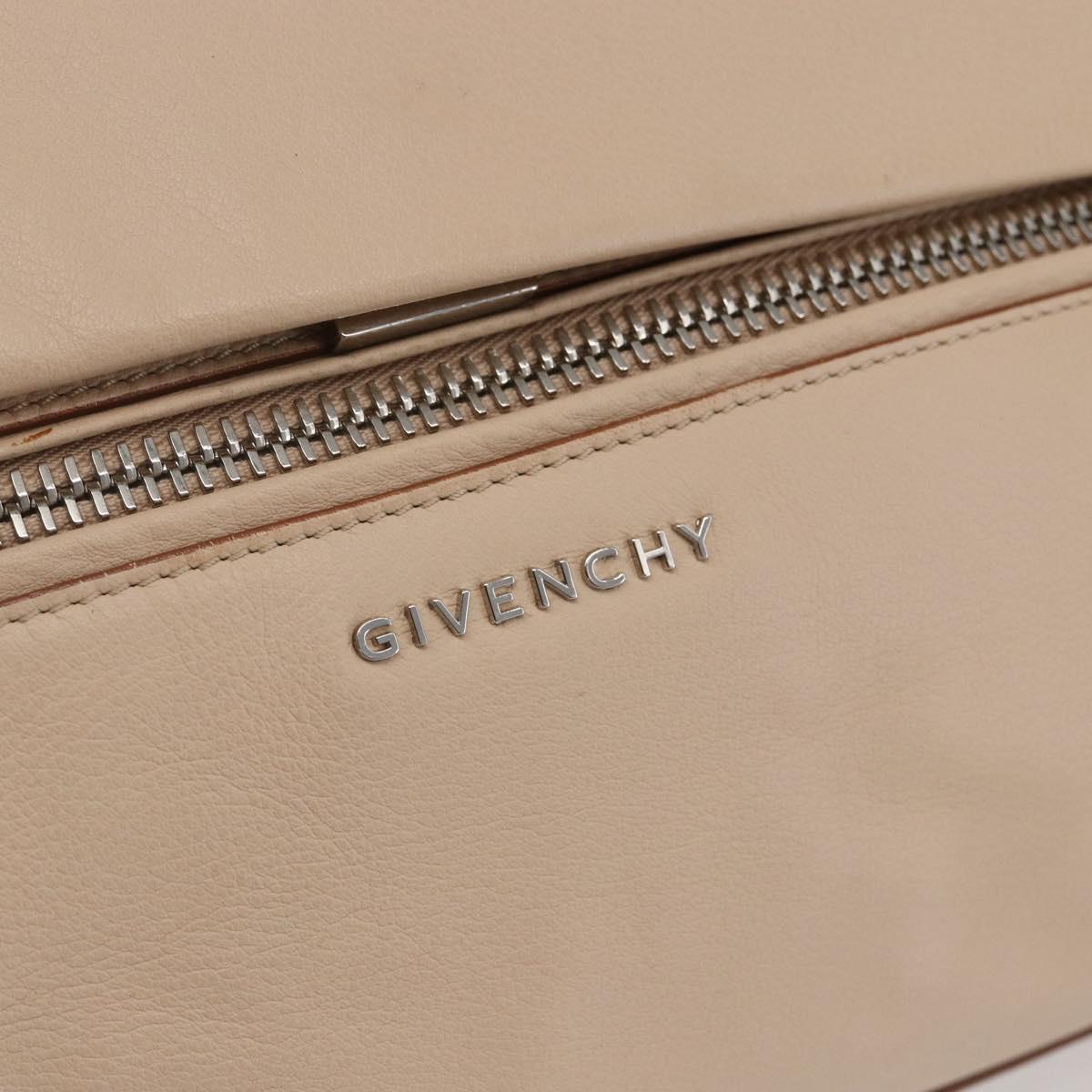 GIVENCHY Hand Bag Leather 2way Baby Blue Silver Auth bs30809