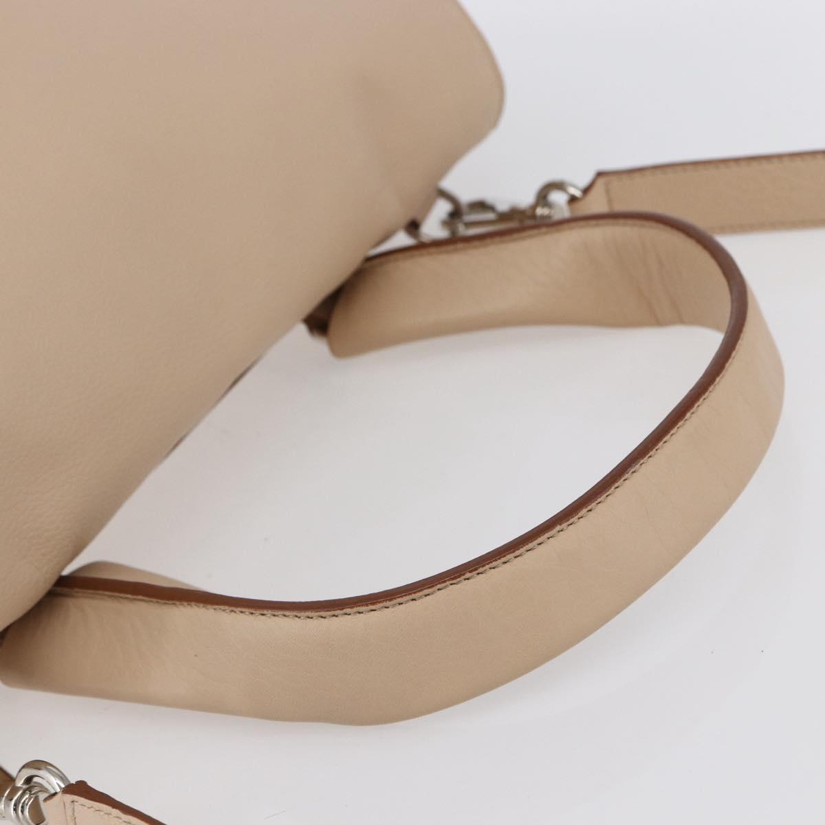 GIVENCHY Hand Bag Leather 2way Baby Blue Silver Auth bs30809