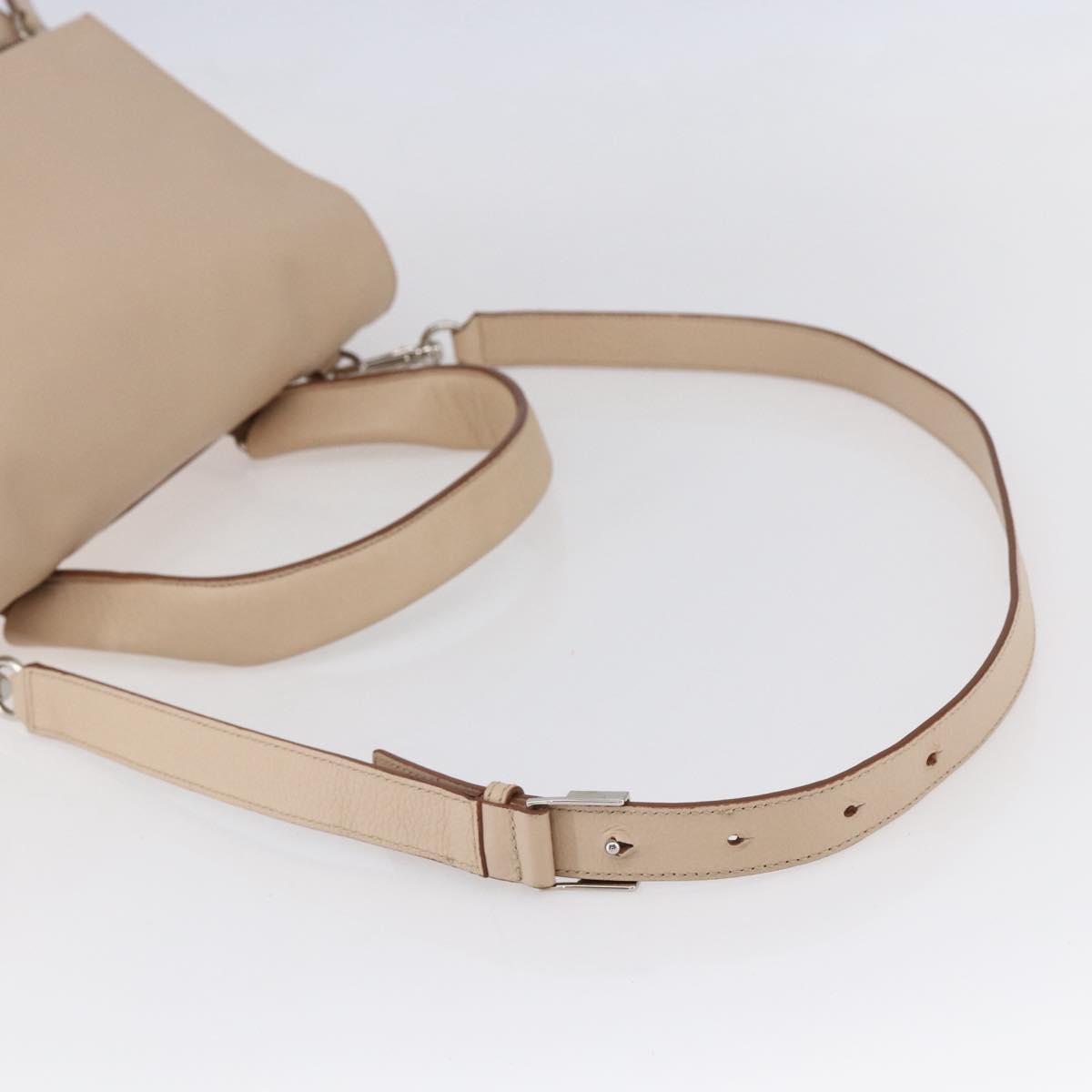 GIVENCHY Hand Bag Leather 2way Baby Blue Silver Auth bs30809