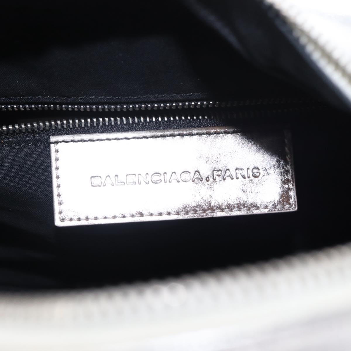 BALENCIAGA Grease Hand Bag Leather Silver 203249 Auth bs30812