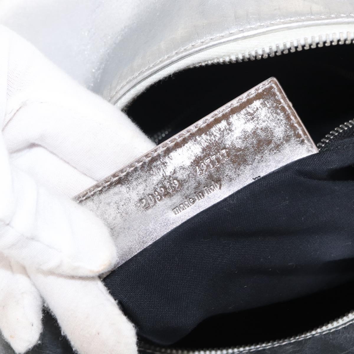 BALENCIAGA Grease Hand Bag Leather Silver 203249 Auth bs30812