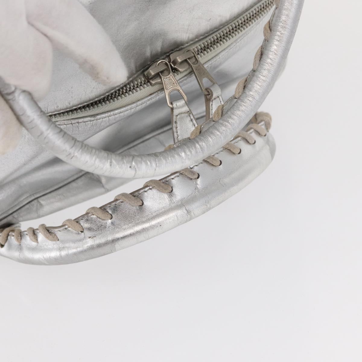 BALENCIAGA Grease Hand Bag Leather Silver 203249 Auth bs30812