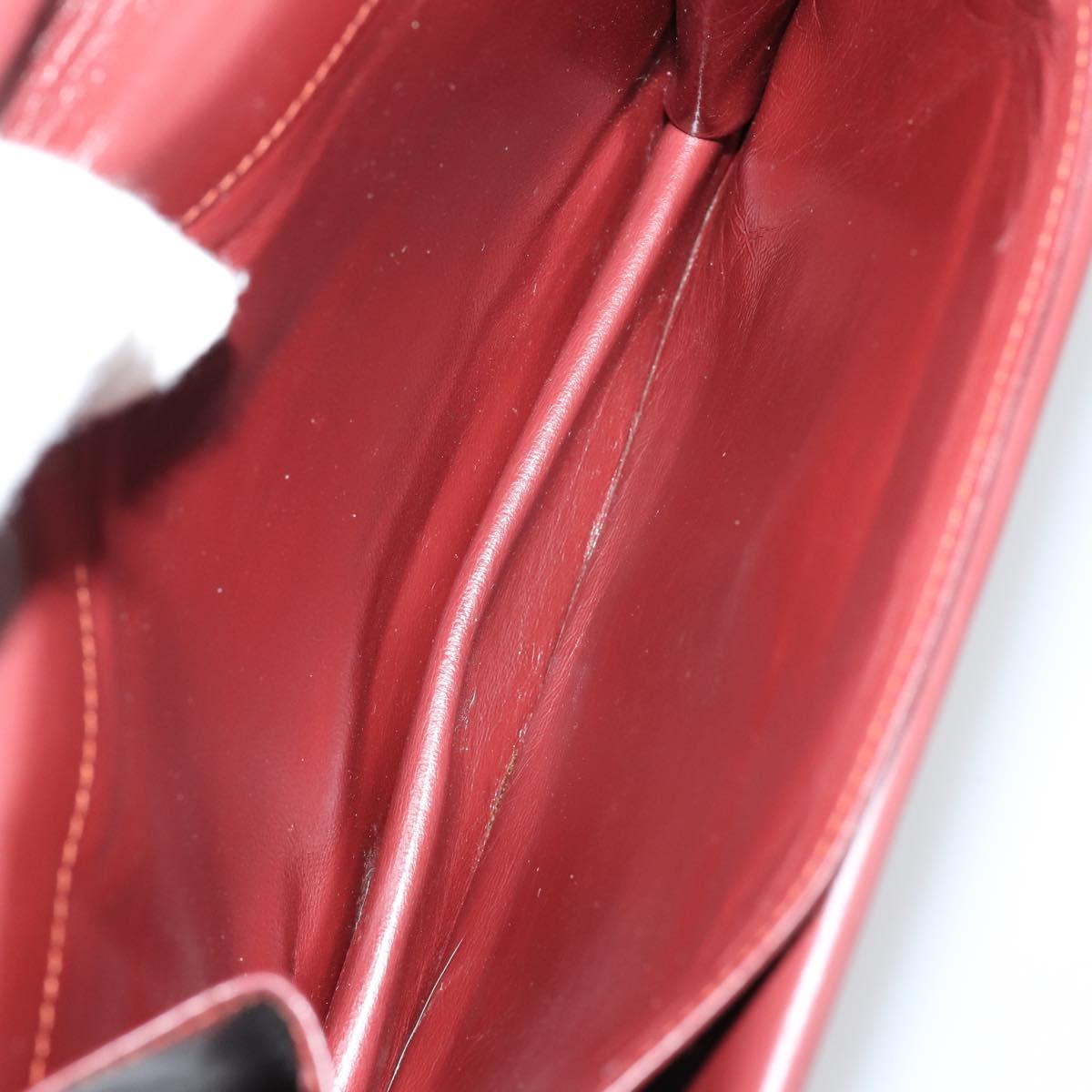 CARTIER Must Line Clutch Bag Leather 2 Set Bordeaux Gold Auth bs30815