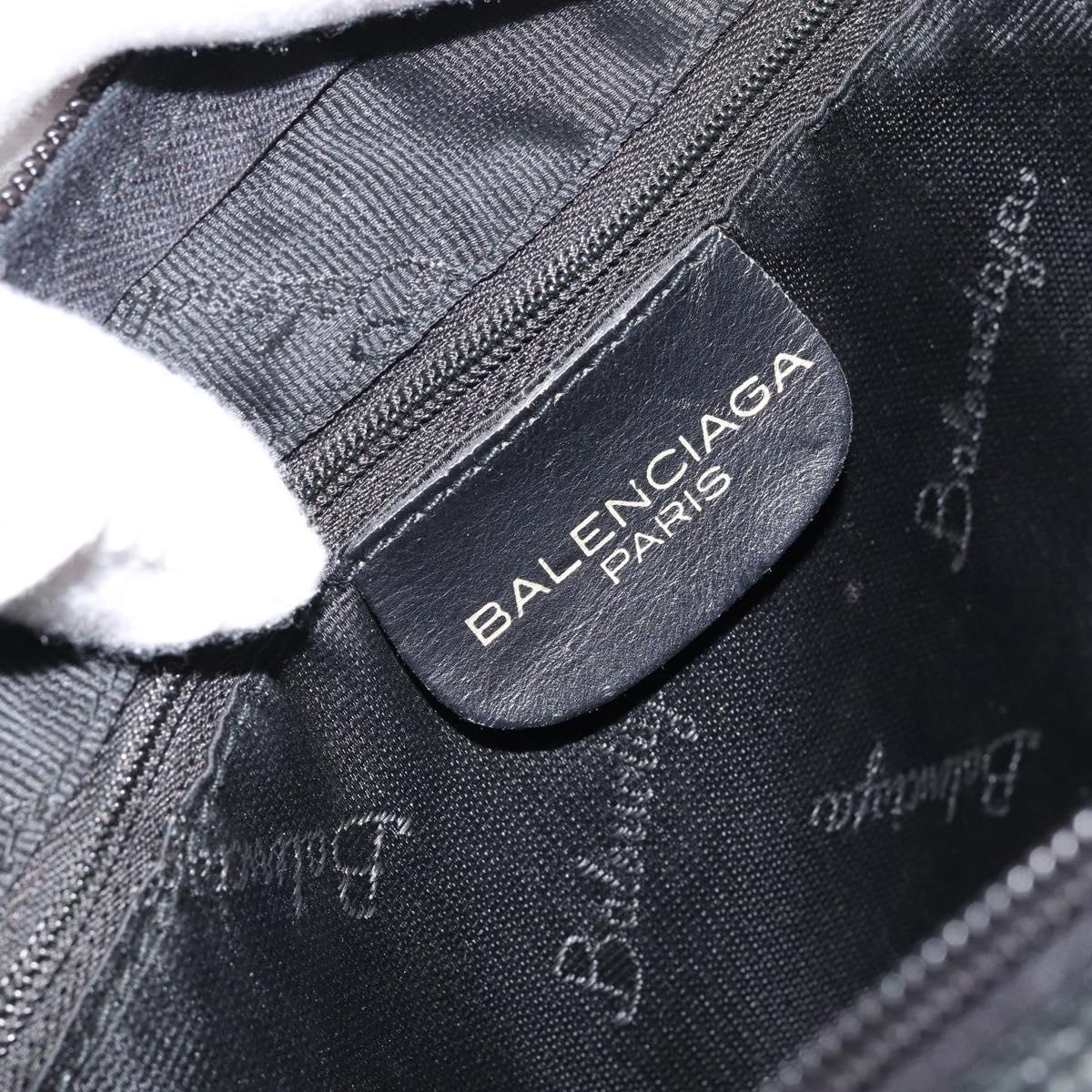 BALENCIAGA Hand Bag Canvas Black Gold Auth bs30816