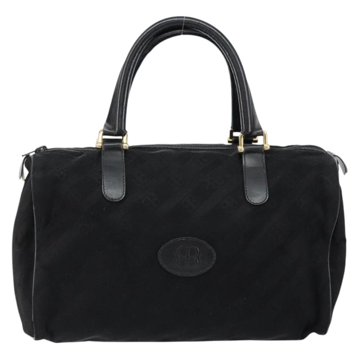 BALENCIAGA Hand Bag Canvas Black Gold Auth bs30816