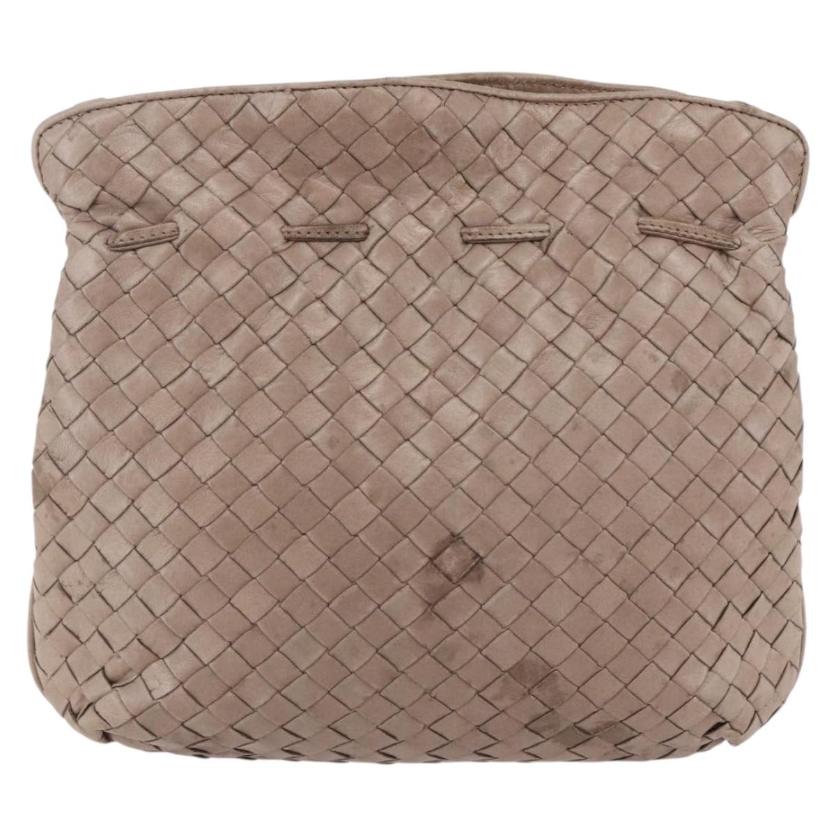 BOTTEGA VENETA INTRECCIATO Shoulder Bag Beige Gold Auth bs30817