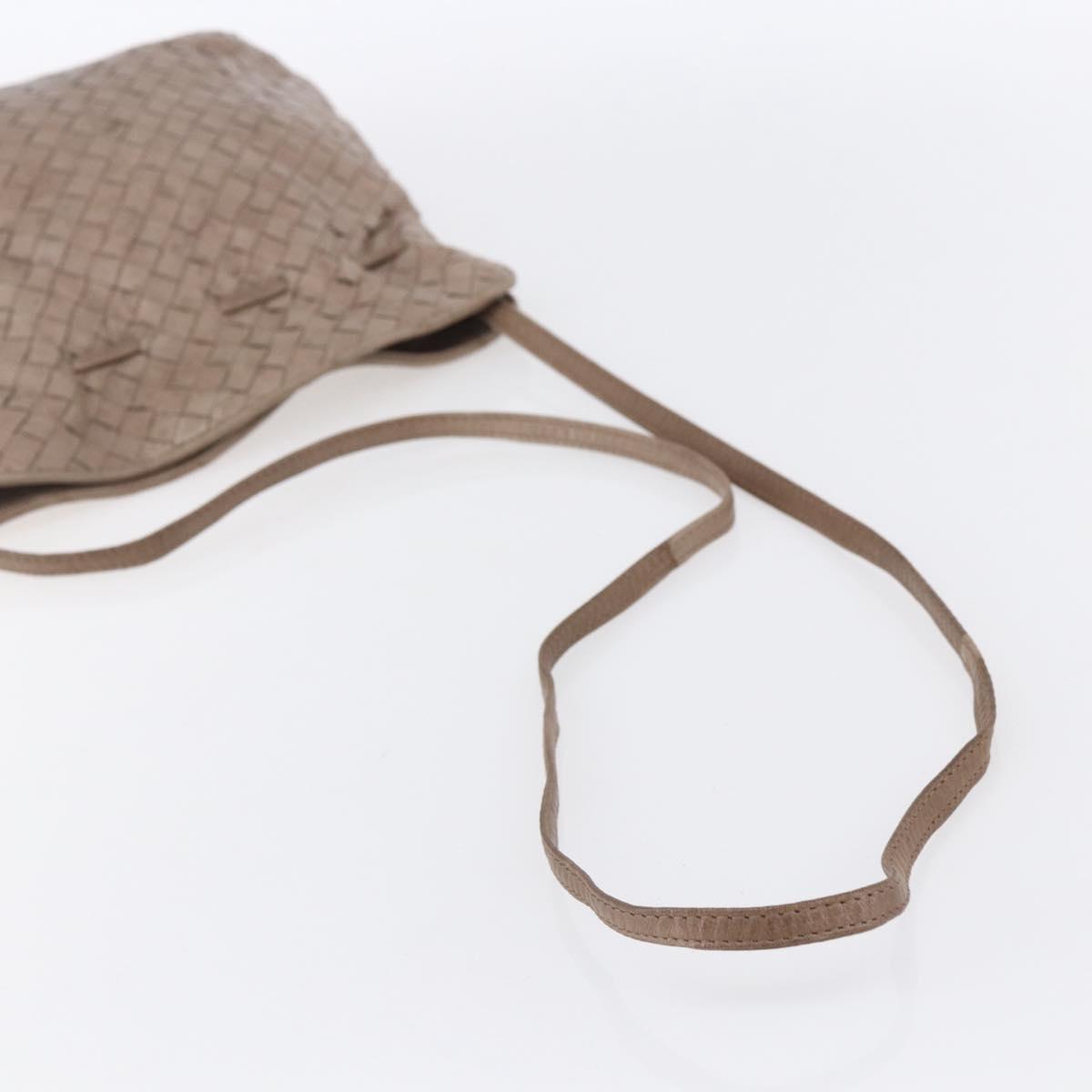 BOTTEGA VENETA INTRECCIATO Shoulder Bag Beige Gold Auth bs30817
