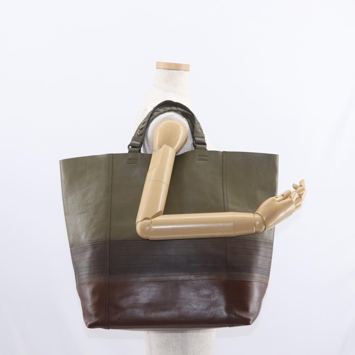 BOTTEGA VENETA INTRECCIATO Hand Bag Leather Khaki Auth bs30818